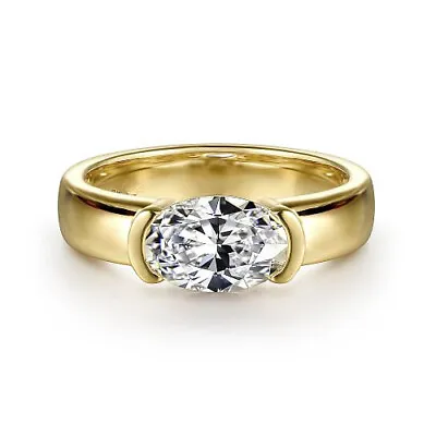Mens Solitaire Engagement Ring 14K Yellow Gold Plated 2.6 Ct Simulated Diamond • $323.29