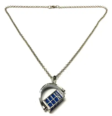 Doctor Who SPINNING TARDIS Silver Necklace Chain EXCELLENT!!! DR.WHO • £9.65