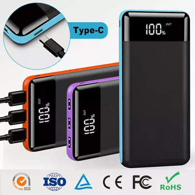 $33.19 • Buy External 500000mAh Charger Power Bank Portable LCD 3USB Battery For Mobile Phone