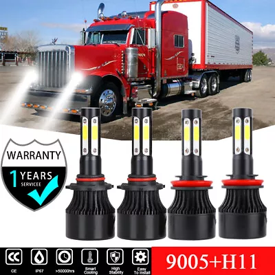 4Side 9005 H11 LED Headlight Bulb H-L For Kenworth T660 T600 T370 T270 T170 T470 • $55.66