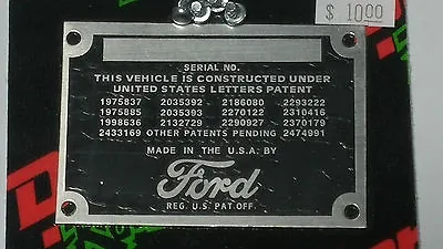 Ford Data Plate Hotrod/streetrod/early Fords • $10