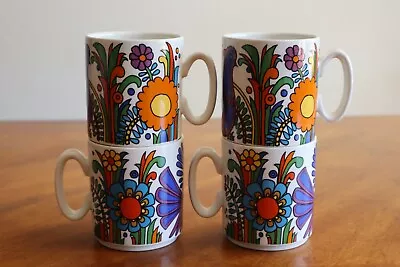 Lot Of 4x Villeroy & Boch ACAPULCO Coffee Tea Mugs 3.25  Tall Birds Flowers LOT1 • $75