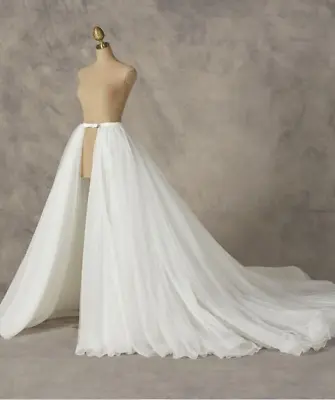 Removable Bridal Train Overskirt Tulle Long 3 Layer Petticoat Wedding Underskirt • £55.06