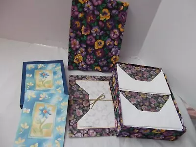 Vtg Note Card Writing Paper Stationery Floral Pansy Running Rhino Blank NEW • $24.99