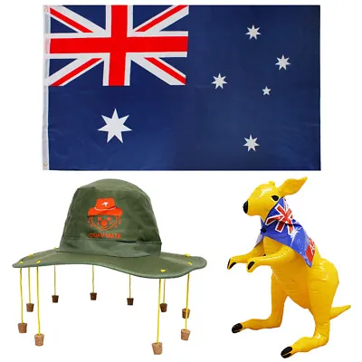 £10.99 • Buy Australia Set 3 Piece Flag Hat Kangaroo Inflatable Aussie Day Fancy Dress Pack