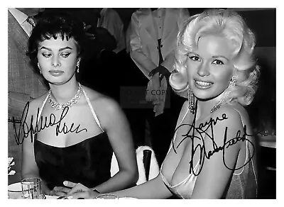 Sophia Loren And Jayne Mansfield At Party Comical Autographed 5x7 Photo • $8.49