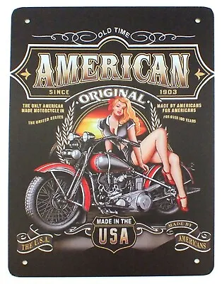 £5.89 • Buy Old Time American Original US Motorcycle Pin Up Retro Metal Wall Sign 30 X 20 Cm