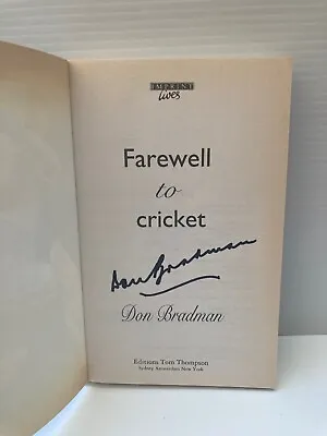 $350 • Buy Don Bradman Farewell To Cricket Rare Signed Book Cricket Legend Coa