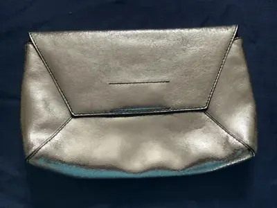 J. CREW Metallic SILVER Leather Clutch Handbag Casual Evening Dress NWT • $19.50