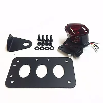 Black Horizontal Vertical Side Mount License Plate Bracket Taillight For Harley • $32.39