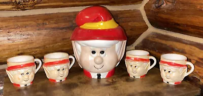 Vintage Keebler Elf Cookie Jar & 4 Cups Hard Plastic F&F Mold & Die Works • $44.44