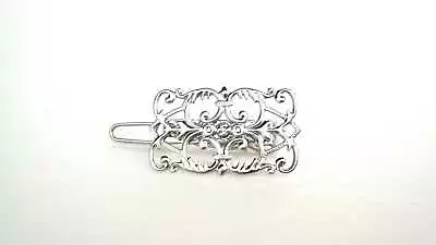 Small  Silver Metal Filigree Light Weight Hair Pin Clip Barrette  For Fine Thin • $7.95