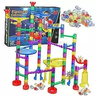  Marble Run Sets Kids 122 PCS Marble Race Track Game 90 Translucent Marbulous  • $31.09