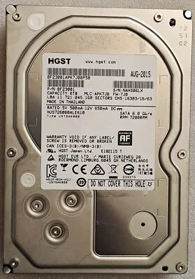 HGST Ultrastar 0F23001 6TB SATA3 6Gb/sec 3.5  128MB Cache  7200 RPM Hard Drive • $130