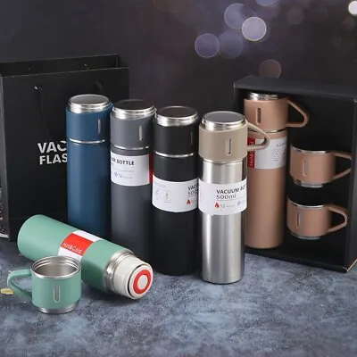 $20.66 • Buy 500ml Vacuum Flask Thermos Coffee Cup Insulated Tea Bottle Mug With 2 Cup