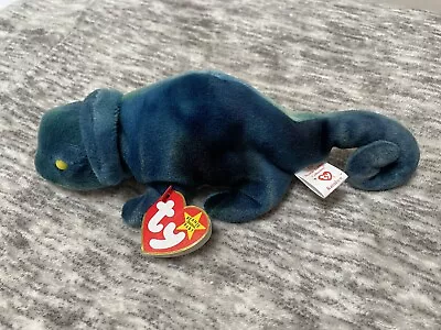 TY Beanie Baby - RAINBOW The Chameleon (Dark Blue) (9 Inch) - MWMTs W/ Errors • $8.49