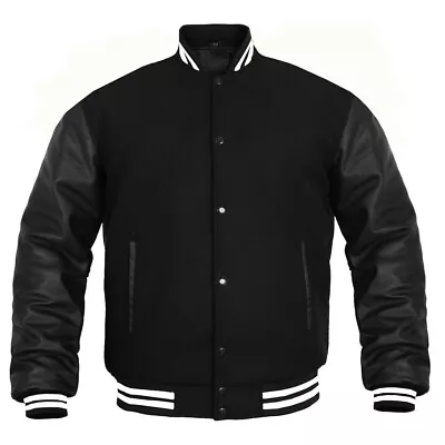 New Letterman Baseball College Varsity Jacket Wool With Genuine Leather Sleeves • £79.99