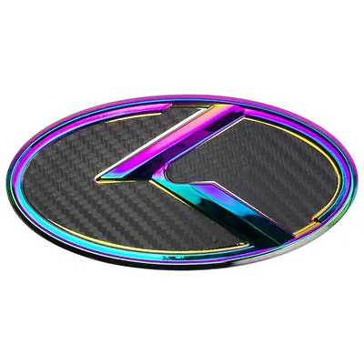 Neo Chrome Over Black Carbon Fiber K Large Emblem Badge For Kia Trunk Or Hood  • $24.88