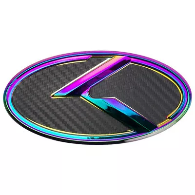 Neo Chrome Over Black Carbon Fiber K Large Emblem Badge For Trunk Hood For Kia • $24.88