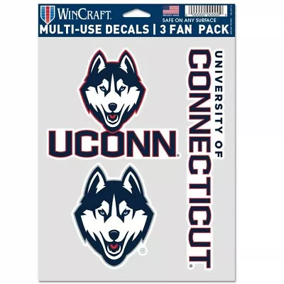3.5  Uconn Huskies Ncaa College Team Logo Fan 3 Pack Car Decal Stickers • $19.99