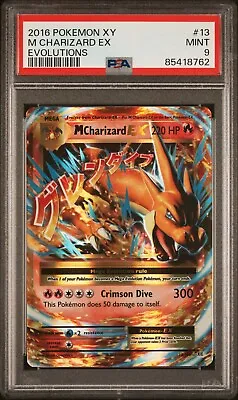 2016 POKEMON XY EVOLUTIONS MEGA CHARIZARD EX PSA 9 MINT #13 Card M CHARIZARD • $50