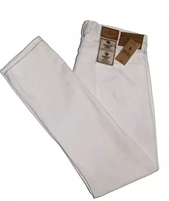 $198 Polo Ralph Lauren Sullivan Slim Distressed Jeans In Glengate White 34X32 • $69