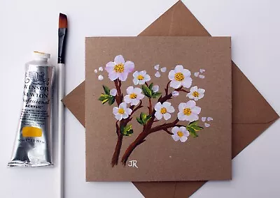 Real Painting: Handpainted Greetings Card  Blossom 33  W/env By Judith Rowe • £4