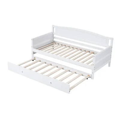 3ft Single Bed Wooden Day Bed Trundle Bed With Pull Out Trundle Guest Bed FD • £219.99