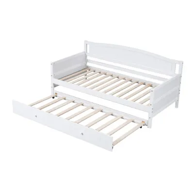 3ft Single Bed Wooden Day Bed Trundle Bed With Pull Out Trundle Guest Bed HE • £219.99