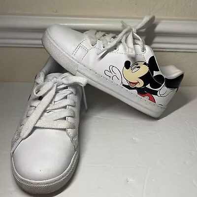 Kids Mickey Mouse Shoes Lace Up White Sneaker Shoes Size 1 • $13.99