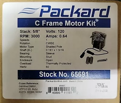 Packard C Frame Motor Kit 5/8  120V 3000RPM .64A 65691 Universal 60Hz NEW • $39.99