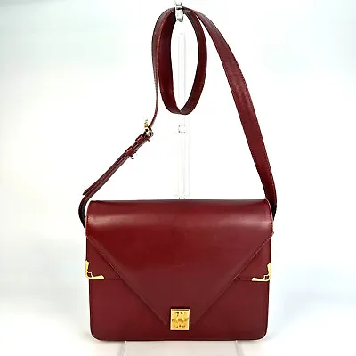 $169 • Buy Cartier Must Line Leather Shoulder Crossbody Bag Bordeaux Gold From Japan