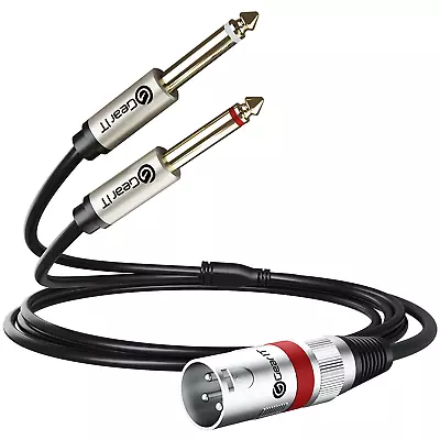 XLR Male To Dual 1/4 Inch Cable (3.3Ft) Y-Cable Splitter Adapter Cord TS Mono St • $18.14