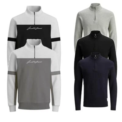 £24.99 • Buy Jack And Jones Mens High Neck Jumpers Half Zip Long Sleeve Casual Sweatshirts