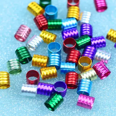 100pcs Hair Braid Cuff Dreadlock Beads Hair Clips Cuff Aluminum Ring Jewelry 8mm • £1.67