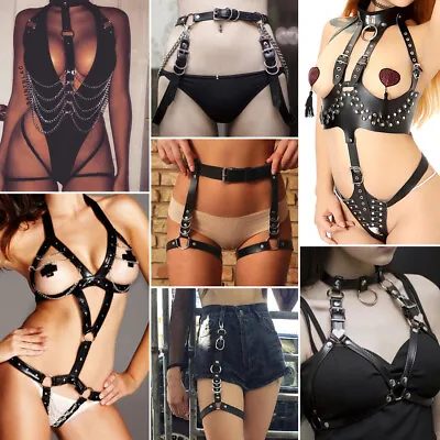 £8.99 • Buy Women Body Bondage Cage Suspenders Leather Garter Harness Belt Lingerie Set