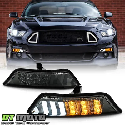 {Sequential} 2015-2017 Ford Mustang Smoked LED Bumper Parking Lamp Signal Lights • $135.99