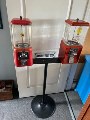 $175 • Buy Vintage 2 Gumball Candy Nut Vending Machines: Acorn & Northwestern On Stand