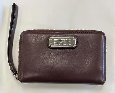 Marc By Marc Jacobs Workwear Wallet Clutch Pebbled Leather Purple Wristlet • $22.99