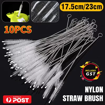 10Pcs Nylon Straw Brush Set Cleaner Bottle Glass Tube Pipe Small Long Cleaning • $5.93