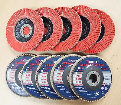 Lot Of (10) Ceramic Flap Disc Grinding Wheel 4-1/2 X7/8  40 Grit • $29.07