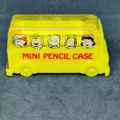 Peanuts Snoopy Vintage Mini School Bus Pencil Case Butterfly Japan UNUSED • $19.97