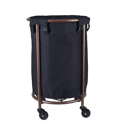 Round Laundry Hamper With Wheels Copper Black Large • $78.59