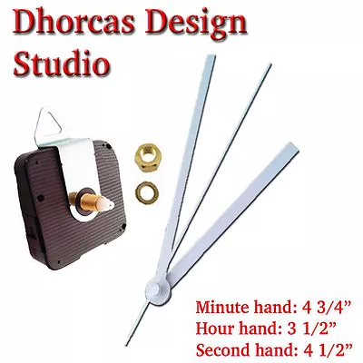 (#04) Quartz Clock Kit 1/2  Thread LONG SHAFT Quiet Motor HANGER & White 5  Hand • $9.05