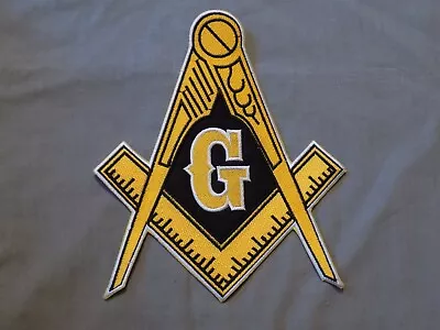 Large Masonic Master Mason 9  Iron On Patch Black Sew Fraternity NEW! • $11.50