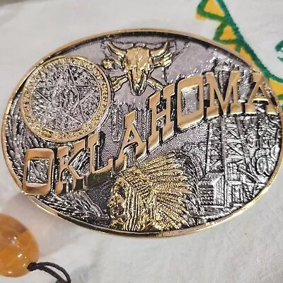 MONTANA SILVERSMITHS WESTERN BELT BUCKLE - OKLAHOMA State Seal And Heritage • $38