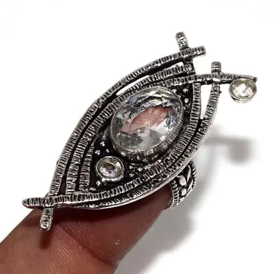 $3.99 • Buy Crystal Topaz 925 Silver Plated Gemstone Handmade Ring US 7 Superb Gift GW
