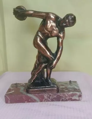 Man Throwing Discus Trophy Statue Marble Base - Discobolus  • $32.99