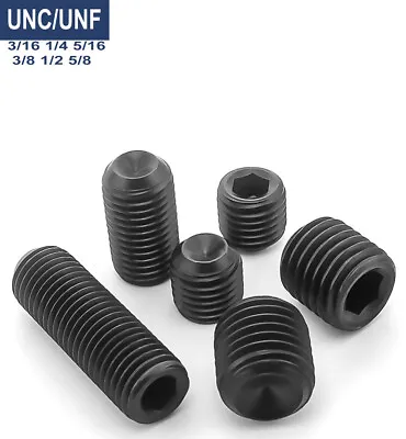 Grub Screws UNC/UNF 1/4~5/8 Black Hexagon Socket Cup-Point Set Screw Grade 12.9 • £1.43