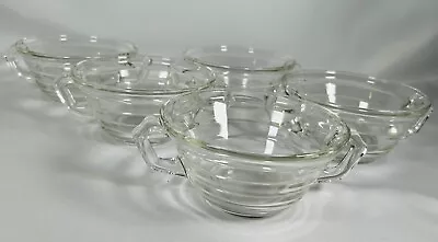 Anchor Hocking Vintage Manhattan Ribbed Depression Glass Bowls. Set Of 5 • $22